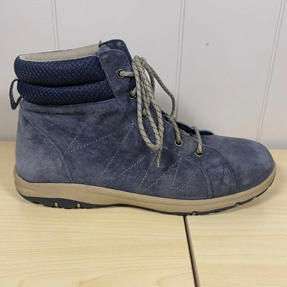 Duluth Trading Womens Blue Suede Mid Top Lace Up Hiking Boots Size 9 - Picture 2 of 12